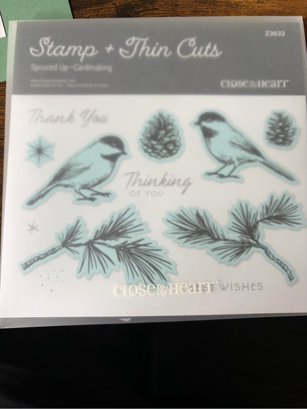 Spruced Up Close to my Heart clear stamps & Thin Cuts Set